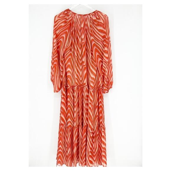 NWT Mango Lidia Printed Maxi Dress 6 Orange - Picture 3 of 7
